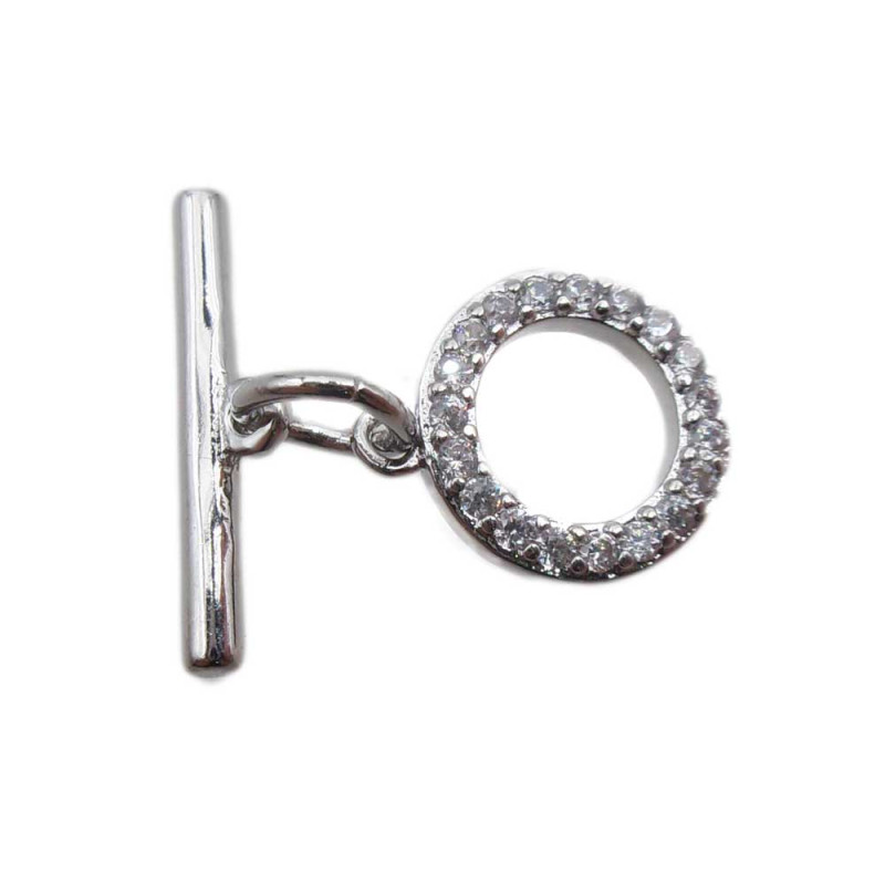 Chiusura a T Bar argento con strass 9 mm 1 pz (tbar9mm11) - pietreeminuterie.com