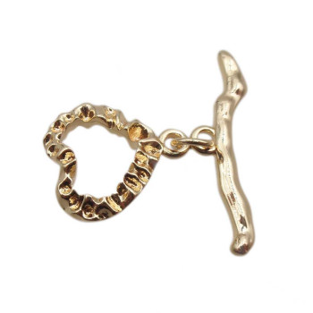 chiusura a T Bar oro cuore 14 mm 1 pz