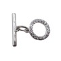Chiusura a T Bar argento con strass 9 mm 1 pz