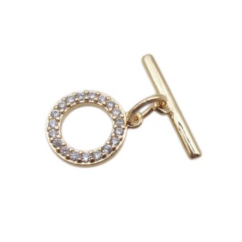 Chiusura a T Bar oro con strass 8.8 mm 1 pz