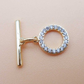 Chiusura a T Bar oro con strass 8.8 mm 1 pz Chiusura a T Bar oro con strass 8.8 mm 1 pz