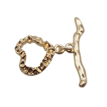 chiusura a T Bar oro cuore 14 mm 1 pz chiusura a T Bar oro cuore 14 mm 1 pz