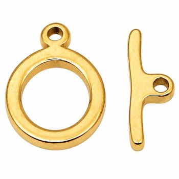 Chiusura a t bar in acciaio oro 18x11 mm conf. 2 pz
