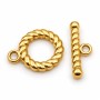 Chiusura T-Bar in acciaio dorato – modello corda 14 mm conf. 1 pz