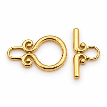 Chiusura a t-bar oro decorata torta 14x22 mm oro conf. 1 pz