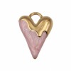 Ciondolo acciaio oro smaltato rosa 24x16 mm conf. 1 pz Ciondolo acciaio oro smaltato rosa 24x16 mm conf. 1 pz