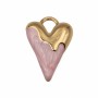 Ciondolo acciaio oro smaltato rosa 24x16 mm conf. 1 pz