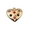 Ciondolo in acciaio oro con strass colorati cuore 14 mm conf. 1 pz Ciondolo in acciaio oro con strass colorati cuore 14 mm conf. 1 pz