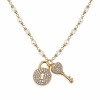 Ciondolo in acciaio chiave lucchetto oro con strass 16 mm conf. 1 pz Ciondolo in acciaio chiave lucchetto oro con strass 16 mm conf. 1 pz