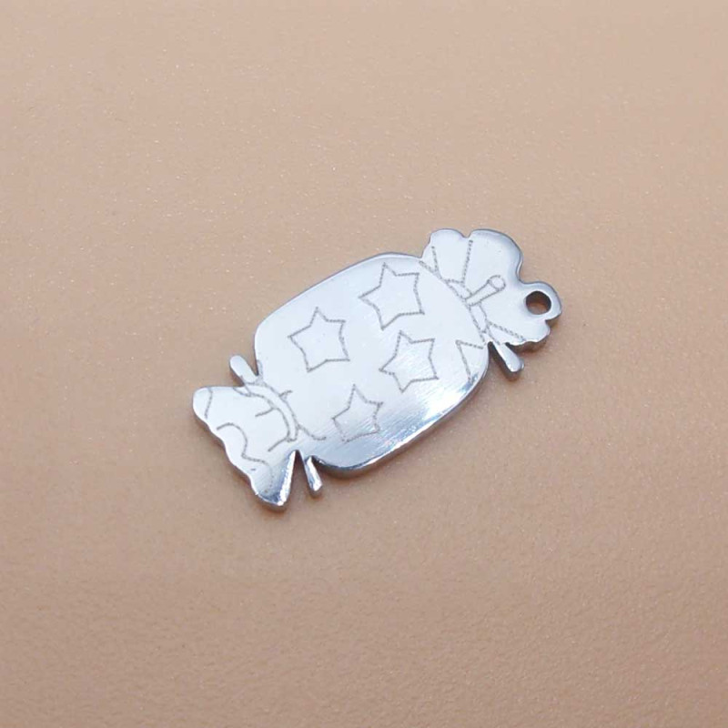 Charms in acciaio caramella 13.9x7 mm 2 pz (fbc4) - pietreeminuterie.com