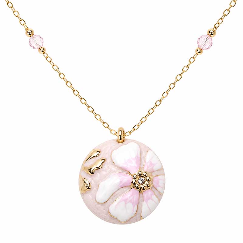 Ciondolo in acciaio 26 mm smaltato rosa e strass conf. 1 pz Ciondolo in acciaio 26 mm smaltato rosa e strass conf. 1 pz