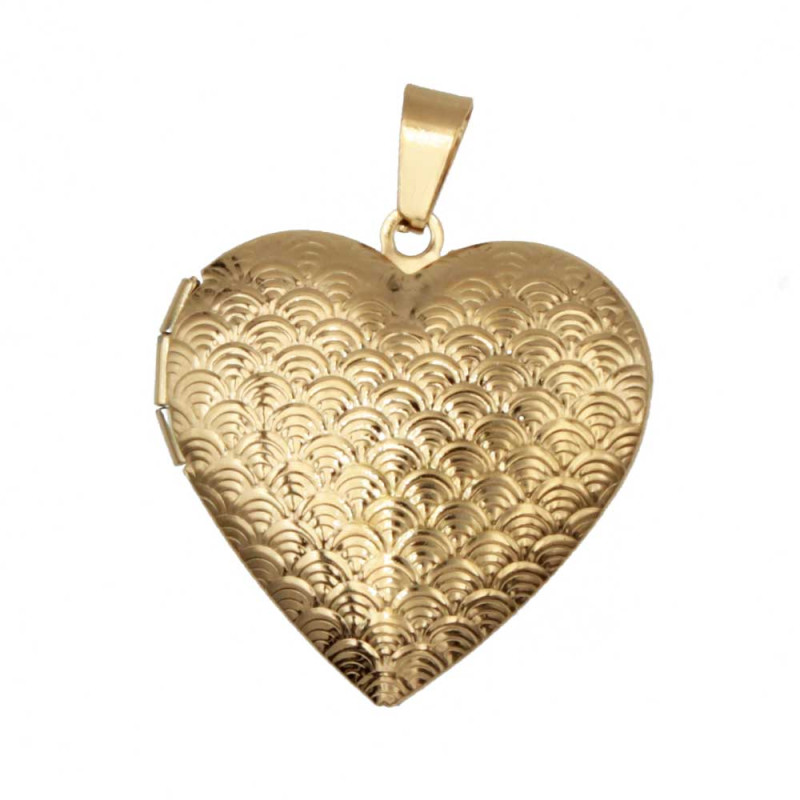 Ciondoli in acciaio oro cuore 27 mm inciso conf. 1 pz (27-heart2) - pietreeminuterie.com