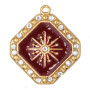 Ciondolo in acciaio con strass smaltato bordò 20x18 mm conf. 1 pz