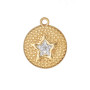 Ciondolo in acciaio oro con strella strass  15 mm con. 1 pz