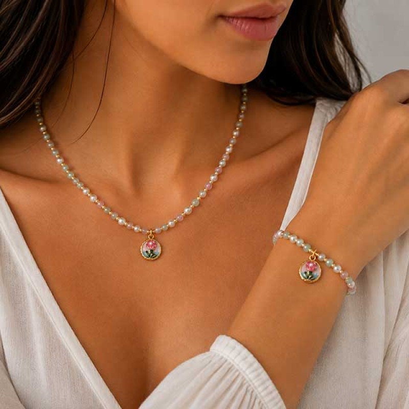 Ciondolo acciaio oro 2d smaltato fiore 18 mm conf. 1 pz Ciondolo acciaio oro 2d smaltato fiore 18 mm conf. 1 pz