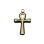 Ciondolo in acciaio croce smaltate verde 17x10 mm conf. 1 pz