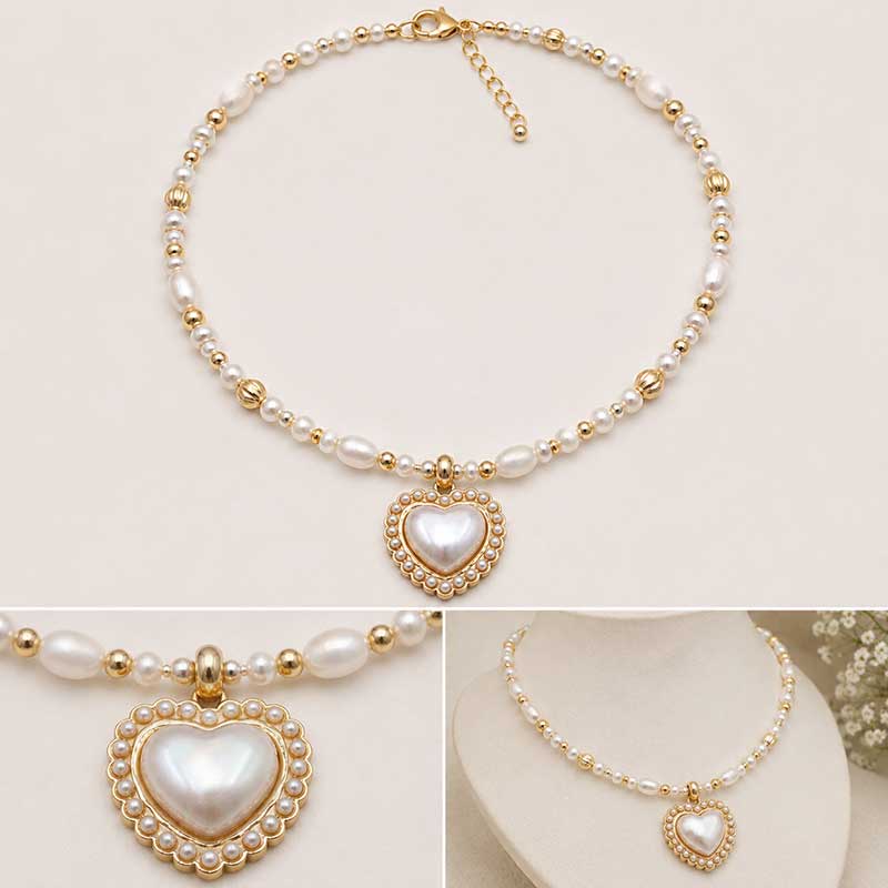 Ciondolo in acciaio cuore con perle 18 mm conf. 1 pz Ciondolo in acciaio cuore con perle 18 mm conf. 1 pz