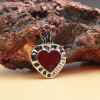 Cuore sacro acciaio smaltato bordò 24.4x15 mm 1 pz (hy-11-b1) - pietreeminuterie.com