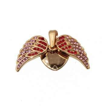 Ciondolo in acciaio apribile cuore e ali con strass 26x19 mm conf. 1 pz