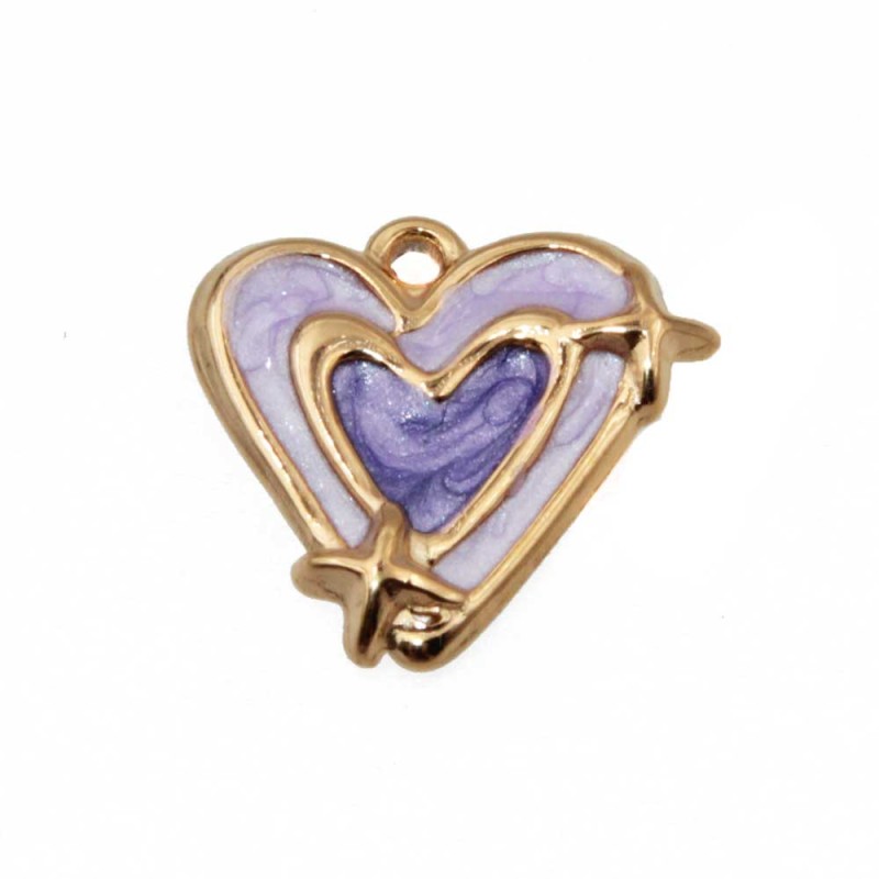 Ciondolo in acciaio cuore smaltato viola 17 mm conf. 1 pz Ciondolo in acciaio cuore smaltato viola 17 mm conf. 1 pz