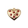 Ciondolo in acciaio oro con strass rossi cuore 14 mm conf. 1 pz