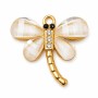 Charms in acciaio oro libellula 16 mm ali bianche conf. 1 pz