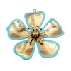 Ciondolo in acciaio oro smaltato azzurro 40 mm conf. 1 pz Ciondolo in acciaio oro smaltato azzurro 40 mm conf. 1 pz