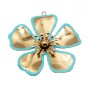 Ciondolo in acciaio oro smaltato azzurro 40 mm conf. 1 pz