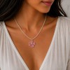 Ciondolo in acciaio fiore smaltato rosa e perla 28 mm conf. 1 pz Ciondolo in acciaio fiore smaltato rosa e perla 28 mm conf. 1 pz