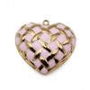 Ciondolo in acciaio oro cuore smaltato rosa 24 mm conf. 1 pz Ciondolo in acciaio oro cuore smaltato rosa 24 mm conf. 1 pz