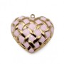 Ciondolo in acciaio oro cuore smaltato rosa 24 mm conf. 1 pz