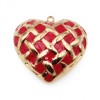 Ciondolo in acciaio oro cuore smaltato rosso 24 mm conf. 1 pz Ciondolo in acciaio oro cuore smaltato rosso 24 mm conf. 1 pz