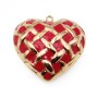 Ciondolo in acciaio oro cuore smaltato rosso 24 mm conf. 1 pz