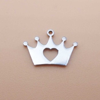 Charms in acciaio coroncina 12.8x8.9 mm 2 pz