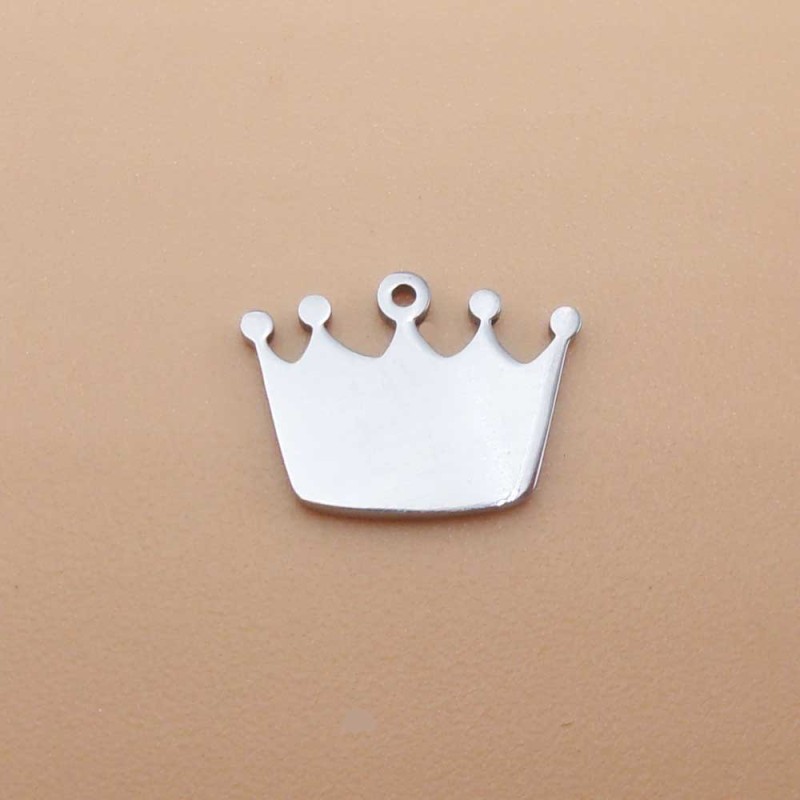 Charms in acciaio coroncina 12x9 mm 2 pz (fbc6) - pietreeminuterie.com