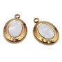 Charms oro in acciaio con madreperla ovale 16.5x11.5 mm 1 pz