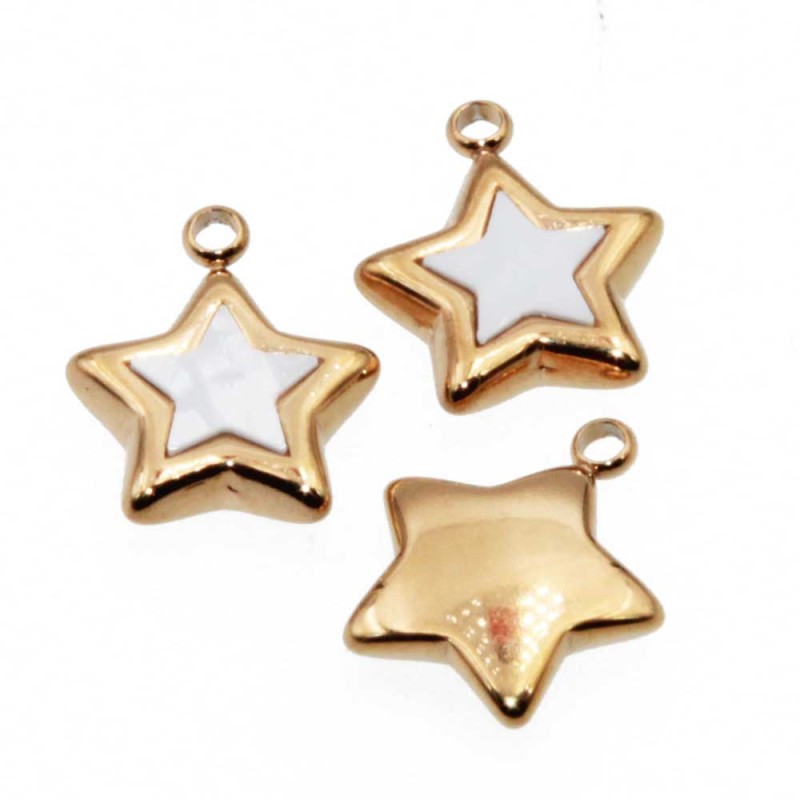 Stella oro in acciaio con madreperla 10 mm 1 pz (he-acc0299) - pietreeminuterie.com