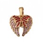 Ciondolo in acciaio apribile cuore e ali con strass 26x19 mm conf. 1 pz