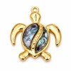Ciondolo acciaio tartaruga oro e abalone 28x24 mm conf. 1 pz Ciondolo acciaio tartaruga oro e abalone 28x24 mm conf. 1 pz