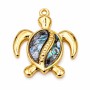 Ciondolo acciaio tartaruga oro e abalone 28x24 mm conf. 1 pz