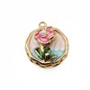Ciondolo acciaio oro 2d smaltato fiore 18 mm conf. 1 pz Ciondolo acciaio oro 2d smaltato fiore 18 mm conf. 1 pz