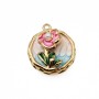 Ciondolo acciaio oro 2d smaltato fiore 18 mm conf. 1 pz