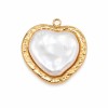 Ciondolo in acciaio oro con perla cuore 18 mm conf. 1 pz Ciondolo in acciaio oro con perla cuore 18 mm conf. 1 pz