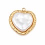 Ciondolo in acciaio oro con perla cuore 18 mm conf. 1 pz