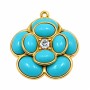 Ciondolo acciaio oro rosa azzurra 22 mm conf. 1 pz