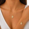 Ciondolo goccia acciaio con fiore e strass centrale 18x12 mm conf. 1 pz