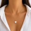 Ciondolo in acciaio oro con perla cuore 18 mm conf. 1 pz Ciondolo in acciaio oro con perla cuore 18 mm conf. 1 pz