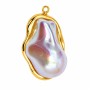 Ciondolo acciaio oro con perla multicolor 26x19 mm conf. 1 pz