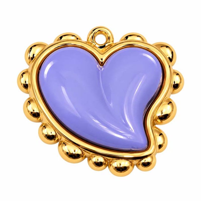 Ciondolo acciaio oro cuore viola 30 mm conf. 1 pz Ciondolo acciaio oro cuore viola 30 mm conf. 1 pz