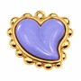 Ciondolo acciaio oro cuore viola 30 mm conf. 1 pz